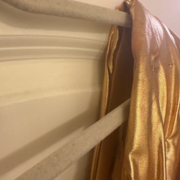 Gold Off-Shoulder Ruched Mini Dress - Picture 5 of 7